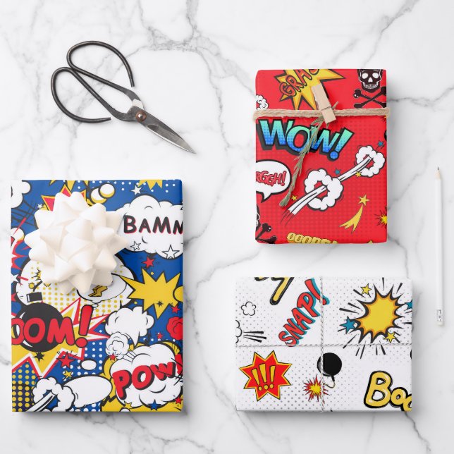 Comic Bubbles  Wrapping Paper Sheet (Front)