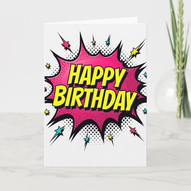 Comic Burst Birthday Card (Front)