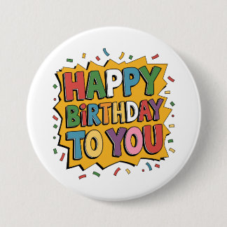 Comic Burst Happy Birthday 3 Inch Round Button