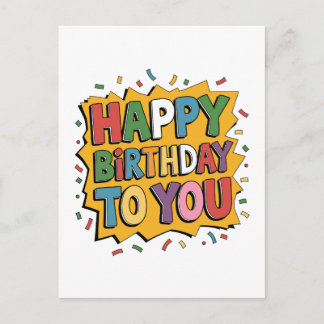 Comic Burst Happy Birthday Invitation Postcard