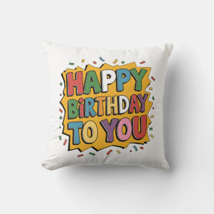 Comic Burst Happy Birthday Throw Pillow