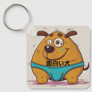 Comic cartoon dog Japanese artwork Funny Keychain