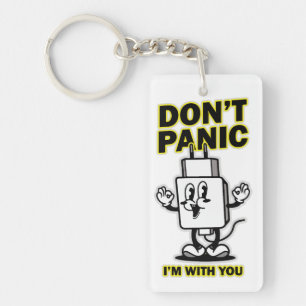 Comic Cartoon Mobile Charger: Don't Panic Design Keychain