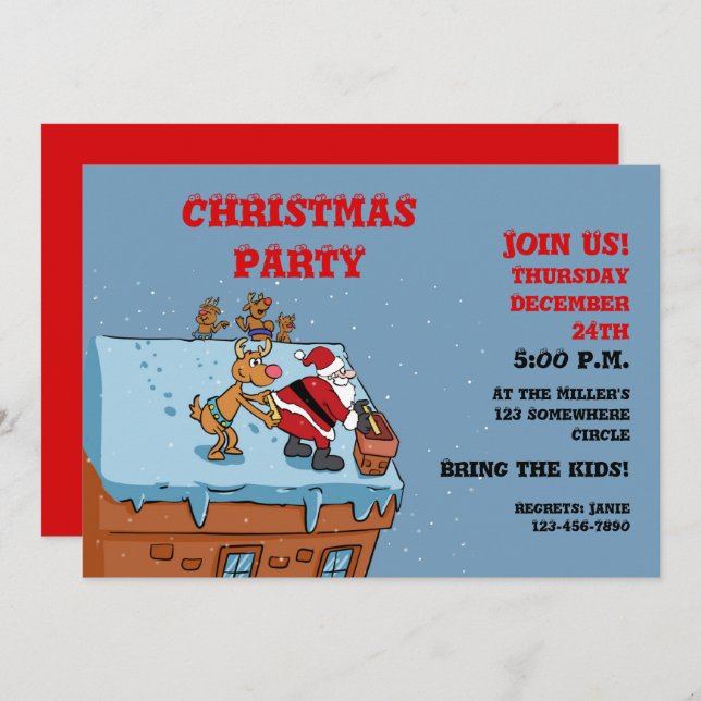 Comic cartoon Santa Claus christmas          Invitation (Front/Back)