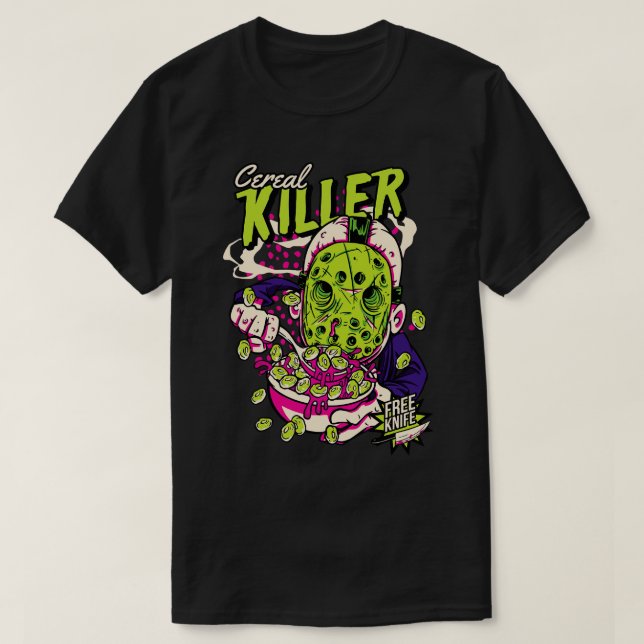Comic Cereal Killer Cereal Box Funny Horror 1 T-Shirt (Design Front)