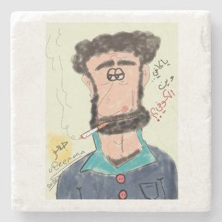 comic  character smoking cigarettes'  stone coaster