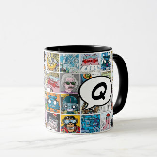 Comic Characters Pattern Speech Balloon Initial M Mug