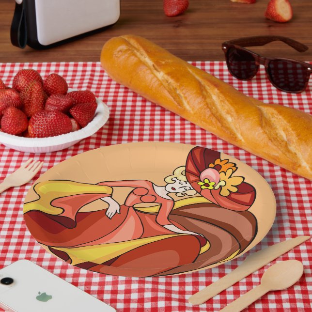 Comic Chic Dancer Character Anniversary  Paper Plate (Picnic)