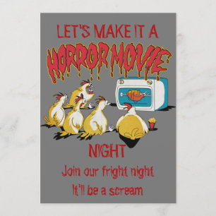Comic chicken horror movie Halloween humour Invitation