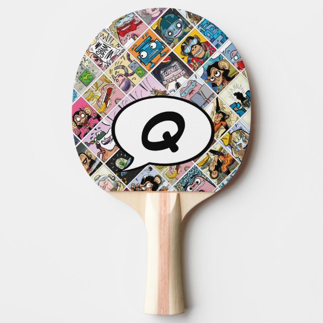 Comic Colourful Characters Kids Pattern Initial Pi Ping Pong Paddle (Front)