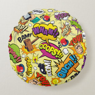 Comic Elements Colourful Pattern Round Pillow
