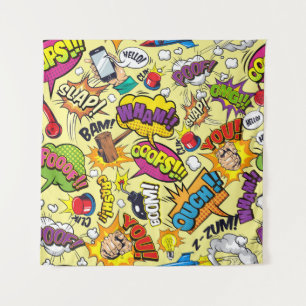 Comic Elements Colourful Pattern Tapestry