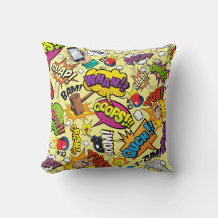 Comic Elements Colourful Pattern Throw Pillow