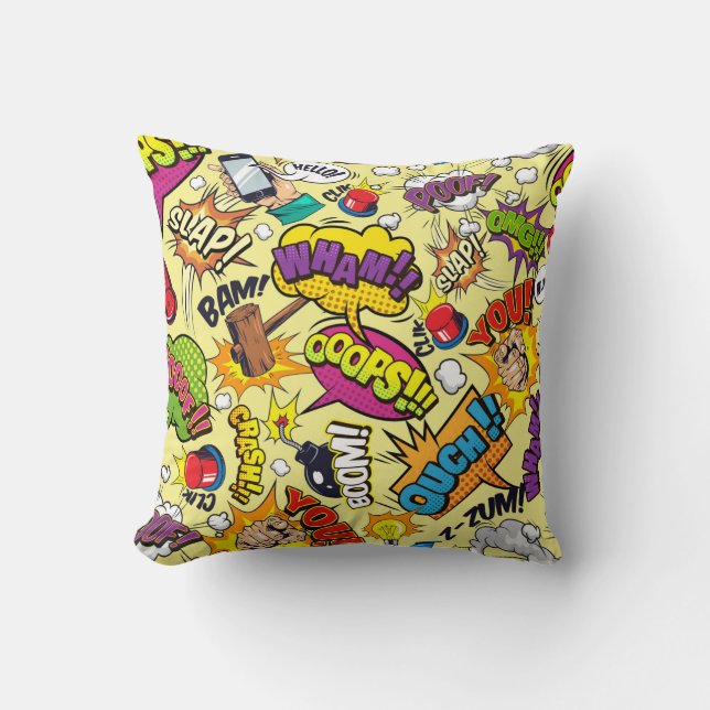 Comic Elements Colourful Pattern Throw Pillow (Front)