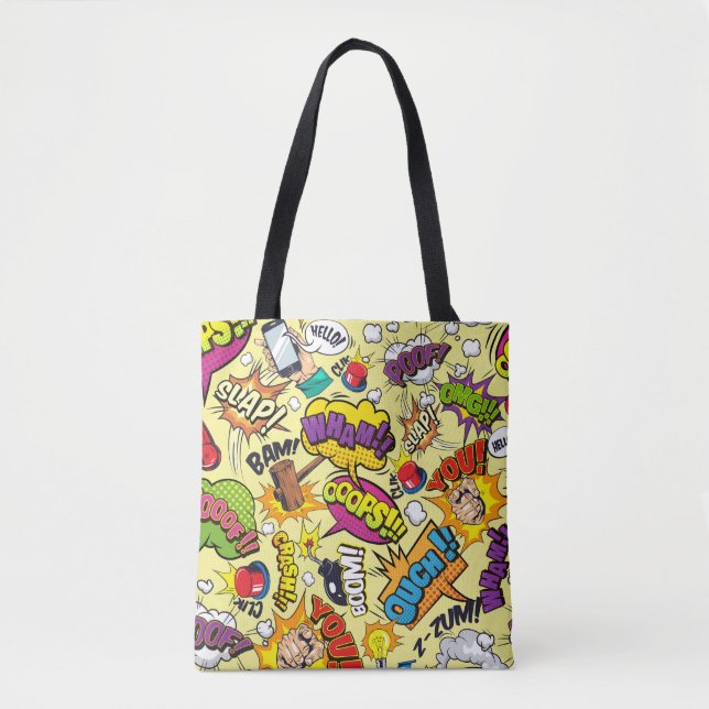 Comic Elements Colourful Pattern Tote Bag (Front)