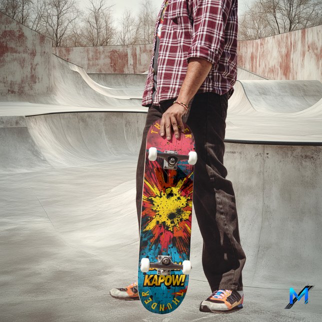 Comic Explosion Pop Art - Bold 'Boom!' & 'Kapow!' Skateboard (Creator Uploaded)