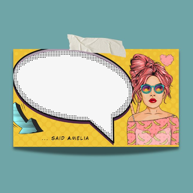 Comic Girl Pop Art Speech Bubble Fun Personalized Post-it Notes (Creator Uploaded)