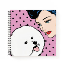 Comic Girl with Bichon Frise Notebook