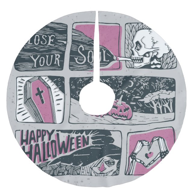 Comic Halloween: Fun Illustration Brushed Polyester Tree Skirt (Front)
