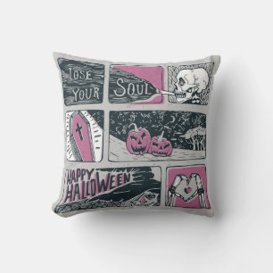 Comic Halloween: Fun Illustration Throw Pillow