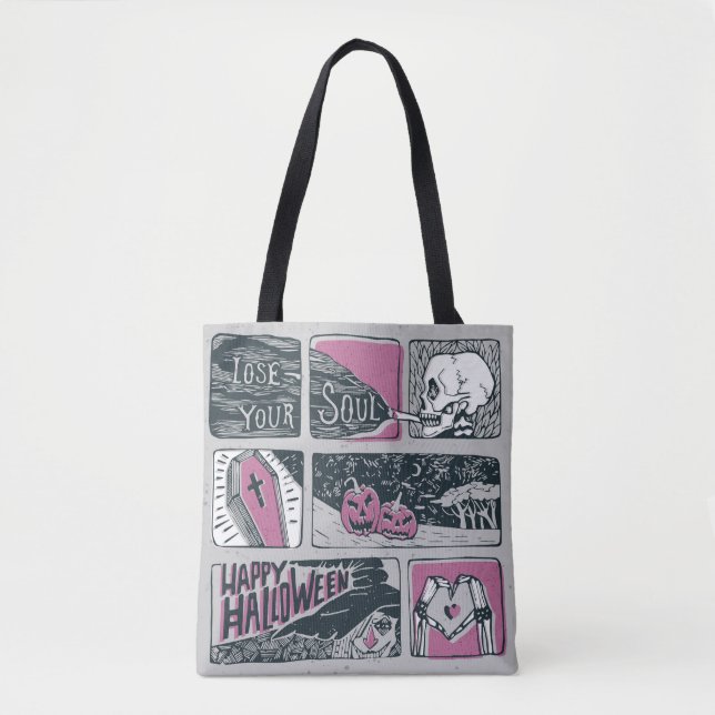 Comic Halloween: Fun Illustration Tote Bag (Front)