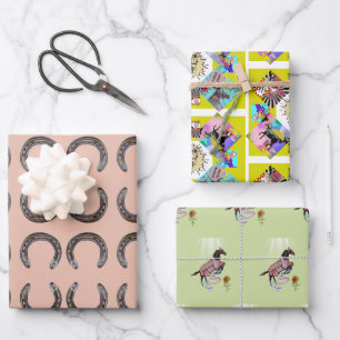 comic horses wrapping paper sheets