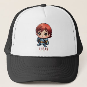 Comic Knight Chibi Kid Character Trucker Hat