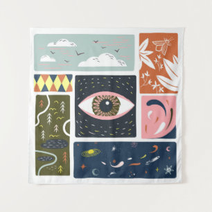 Comic Nature Space: Autumn Illustration Tapestry