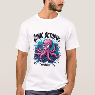 Comic Octopus: Fun & Quirky Sea Life Attitude  T-Shirt