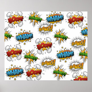 Comic Onomatopoeia Speech Bubbles Boom Wham Bang B Poster