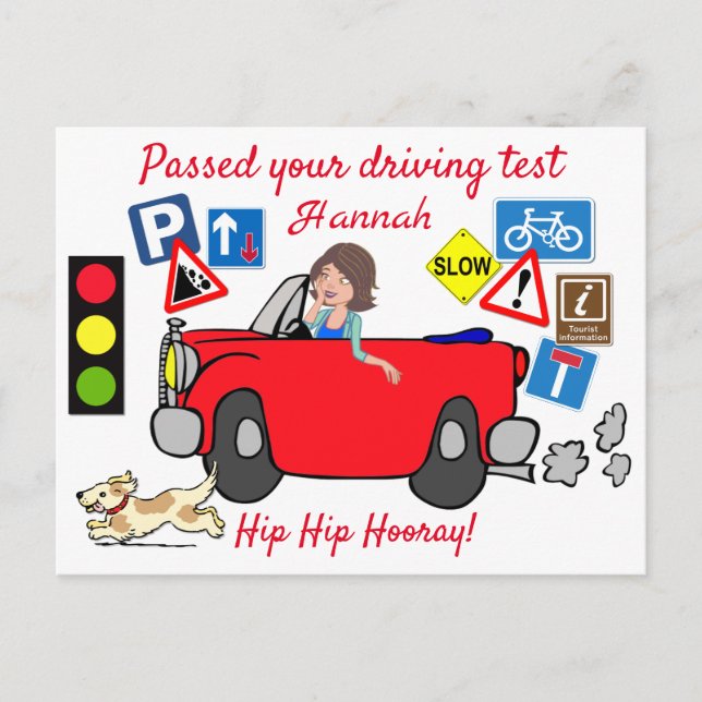 Comic Passed your Driving Test Personalized Postca Postcard (Front)