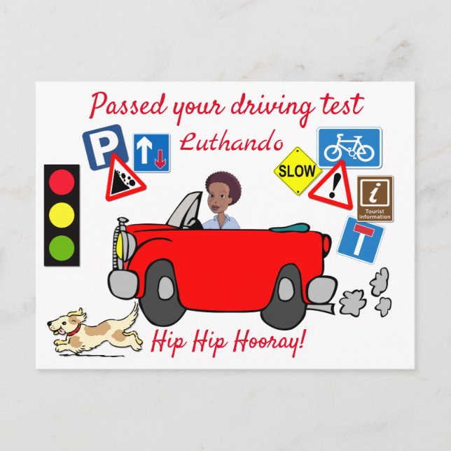 Comic Passed your Driving Test Personalized  Postcard (Front)