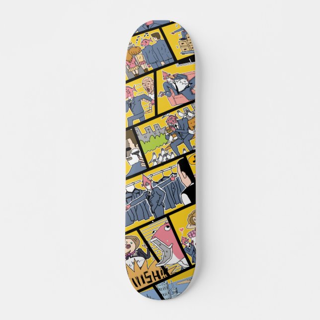 Comic pattern Skateboard - Yellow (Front)