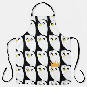 Comic Penguin: Black White Vintage Apron