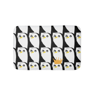 Comic Penguin: Black White Vintage Bath Mat