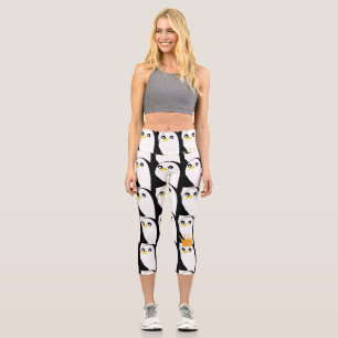 Comic Penguin: Black White Vintage Capri Leggings