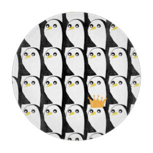 Comic Penguin: Black White Vintage Cutting Board