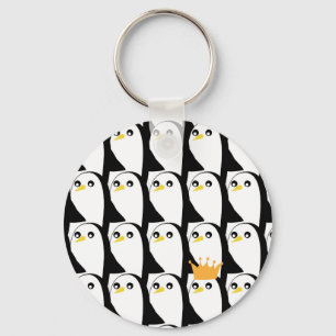 Comic Penguin: Black White Vintage Keychain