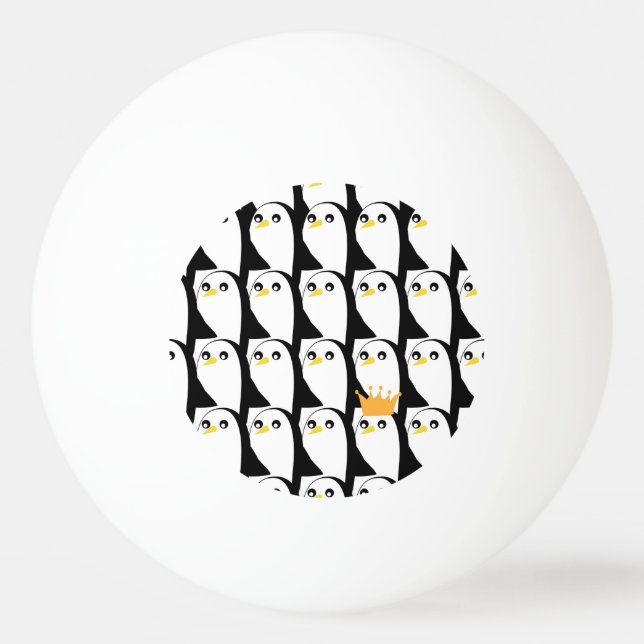 Comic Penguin: Black White Vintage Ping Pong Ball (Front)