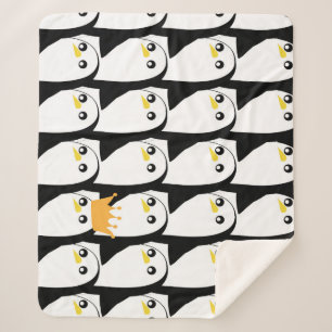 Comic Penguin: Black White Vintage Sherpa Blanket