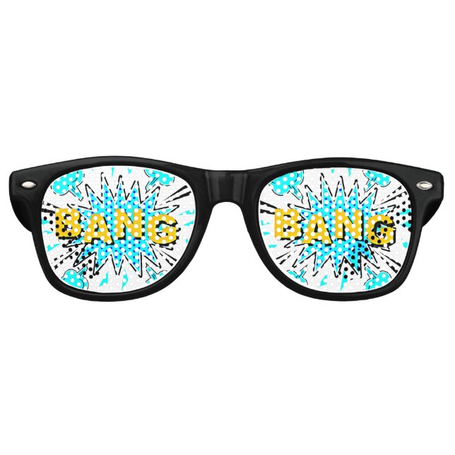 Comic Pop Art Blue Yellow BANG Novelty Fun Joke Retro Sunglasses (Front)