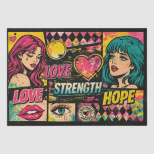 Comic Pop Art Decoupage Paper Love Strength Hope 