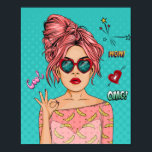 Comic Pop Art Girl Poster<br><div class="desc">This stunning piece of art depicts a girl in a pink dress and large heart shaped shades. Perfect for birthday gifts, holiday presents and house warming gifts. This poster art is a great wall decor option for your home, office, work, living room, kitchen, dining room, bedroom and bathroom.</div>