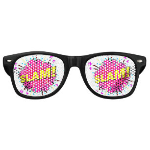 Comic Pop Art Pink Yellow SLAM Novelty Funny Joke  Retro Sunglasses