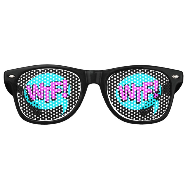 Comic Pop Art Purple Blue WTF Novelty Funny Joke  Retro Sunglasses (Front)