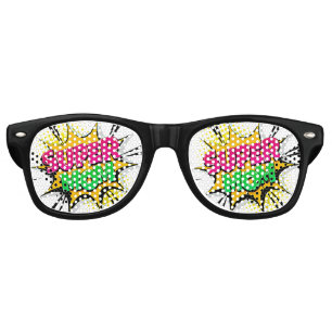 Comic Pop Art Purple Green Yellow SUPER MOM Funny  Retro Sunglasses