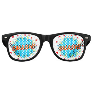 Comic Pop Art Red Blue SMASH Novelty Funny Joke Retro Sunglasses