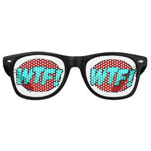 Comic Pop Art Red Blue WTF Novelty Funny Joke      Retro Sunglasses