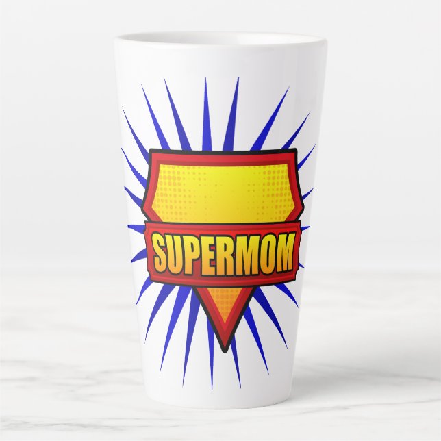 Comic Pop Art Super Mom Latte Mug (Front)