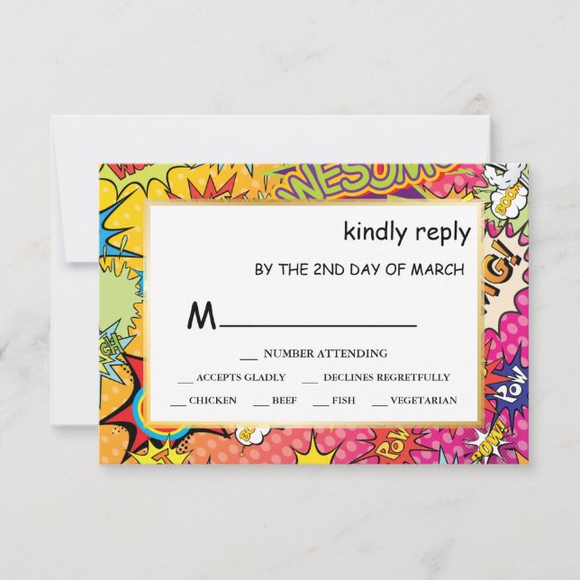 Comic Pop Art 💥🎨 Wedding Graffiti  RSVP Card (Front)